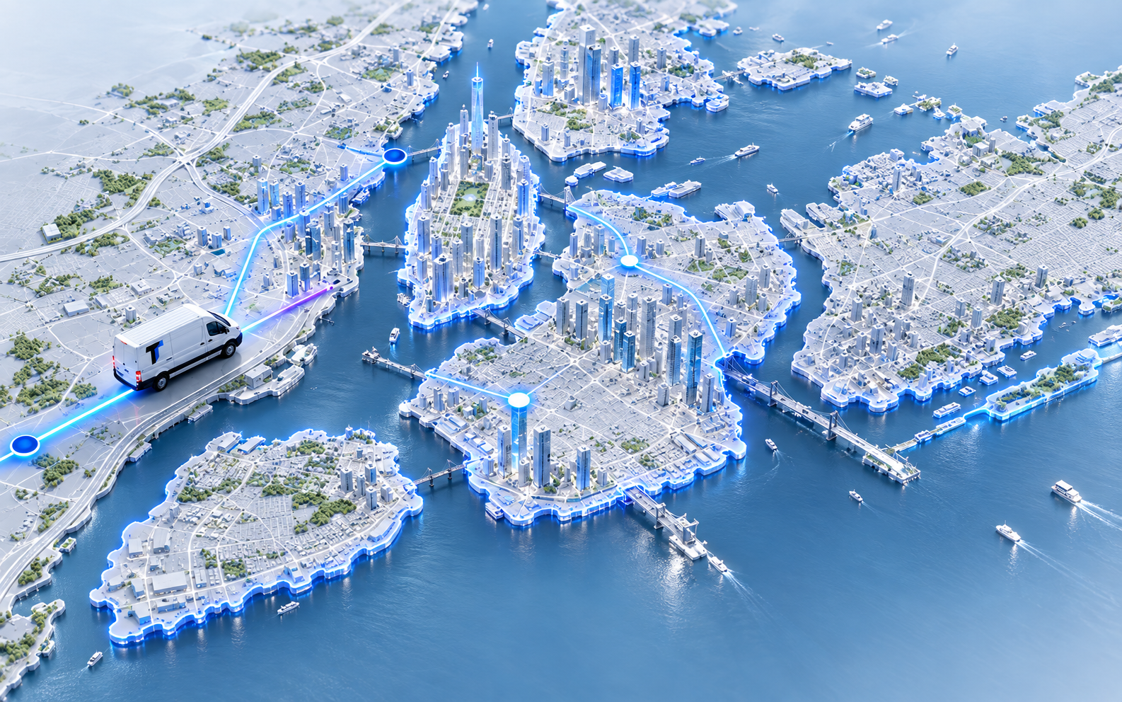 High-resolution 3D map of TRACE delivery coverage across New York City, Long Island, and New Jersey